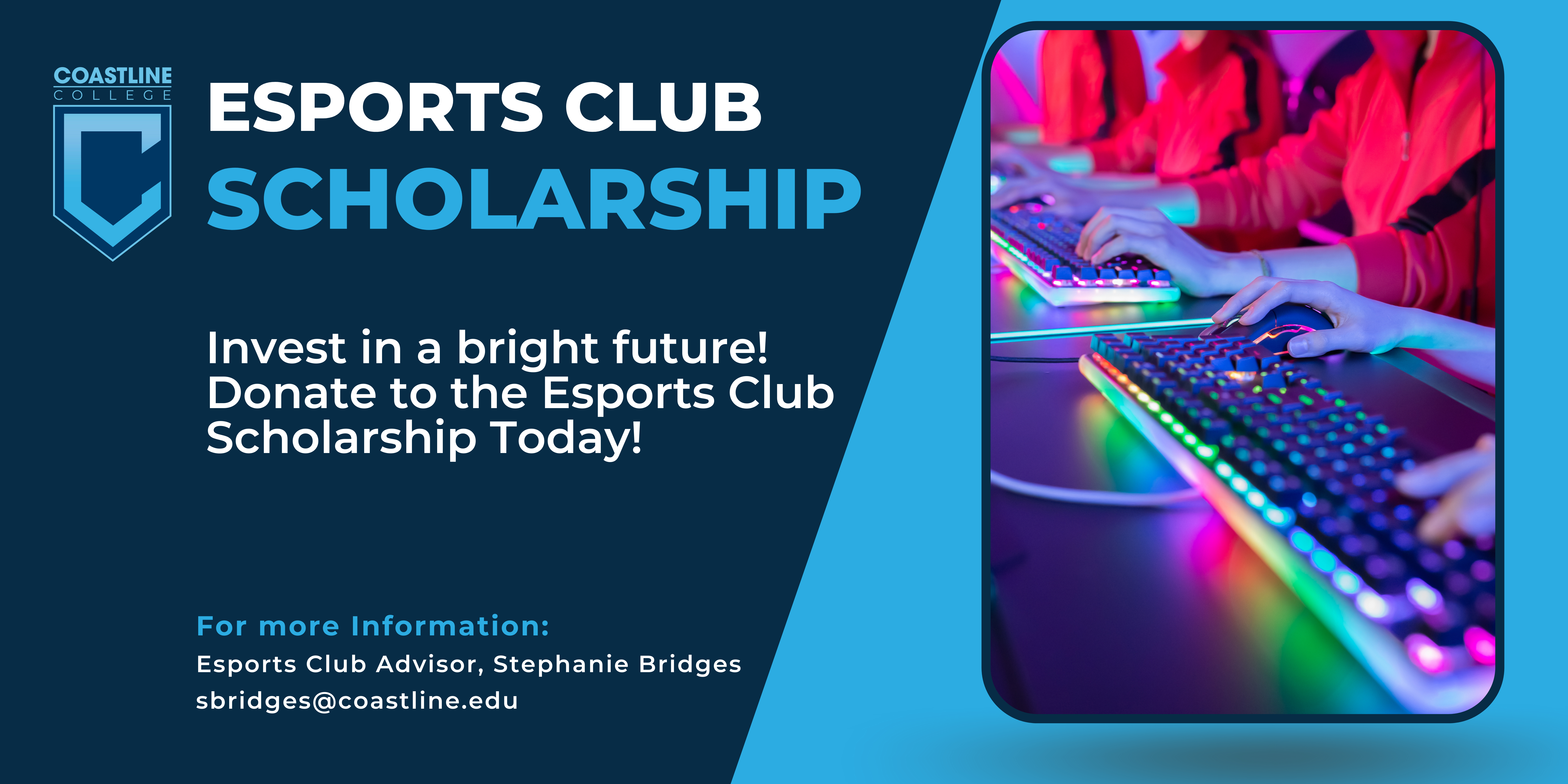 Esports Club Scholarship banner -donate today